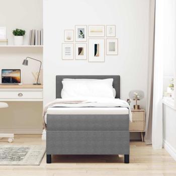 LED Boxspringbett Hellgrau und Weiß 100 x 200 cm Cordstoff