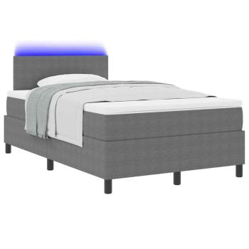 LED Boxspringbett Hellgrau und Weiß 120 x 190 cm Cordstoff