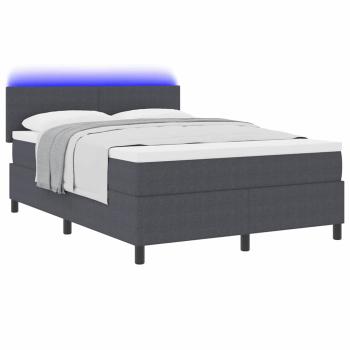 LED Boxspringbett Dunkelgrau und Weiß 140 x 200 cm Cordstoff