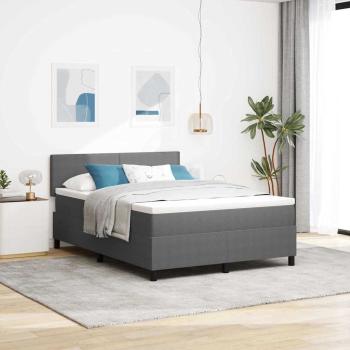 ARDEBO.de - LED Boxspringbett Hellgrau und Weiß 160 x 200 cm Cordstoff