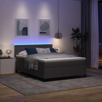 LED Boxspringbett Hellgrau und Weiß 160 x 200 cm Cordstoff