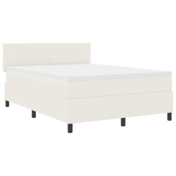 LED Boxspringbett Creme und Weiß 160 x 200 cm Cordstoff