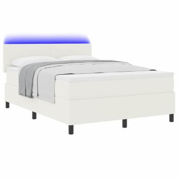 LED Boxspringbett Creme und Weiß 160 x 200 cm Cordstoff