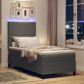 LED Boxspringbett Hellgrau und Weiß 80 x 200 cm Cordstoff