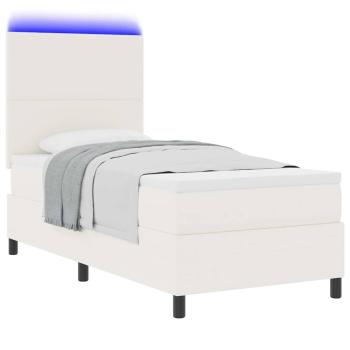 LED Boxspringbett Creme und Weiß 80 x 200 cm Cordstoff