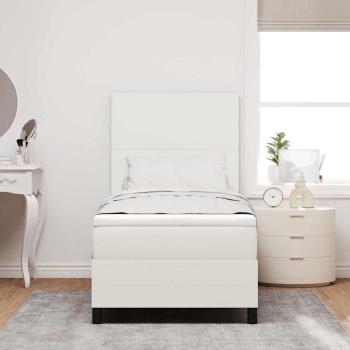 LED Boxspringbett Creme und Weiß 80 x 200 cm Cordstoff