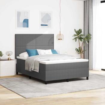 ARDEBO.de - LED Boxspringbett Hellgrau und Weiß 160 x 200 cm Cordstoff
