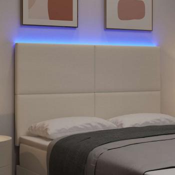 LED Kopfteil mit LED-Lichtleisten Creme 160 cm Cordstoff
