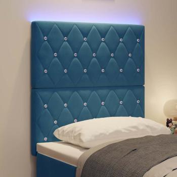 LED Kopfteil mit LED-Lichtleisten Dunkelblau 80 cm Samt