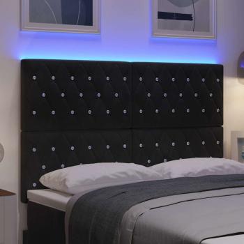 LED Kopfteil mit LED-Lichtleisten Schwarz 144 cm Samt