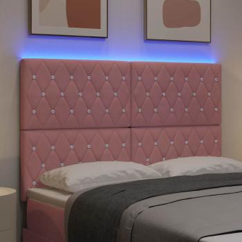 LED Kopfteil mit LED-Lichtleisten mit Kopfteil Rosa 144 cm Samt