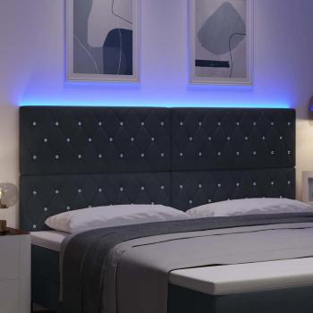 LED Kopfteil mit LED-Lichtleisten Dunkelgrau 200 cm Samt