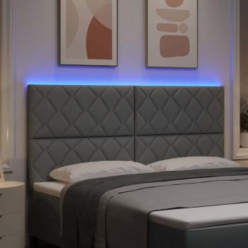 LED Kopfteil Hellgrau 180 cm Stoff