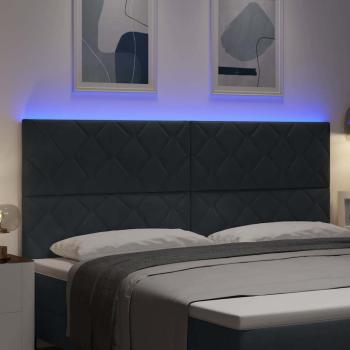 LED Kopfteil Dunkelgrau 200 cm Samt