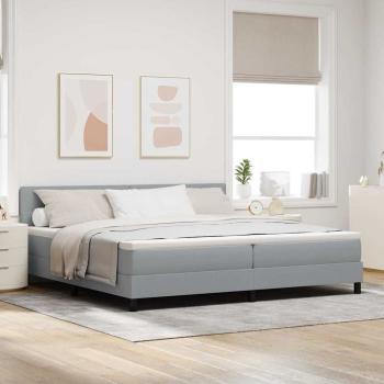 ARDEBO.de - Boxspringbett mit Kopfteil Hellgrau 200 x 200 cm Stoff