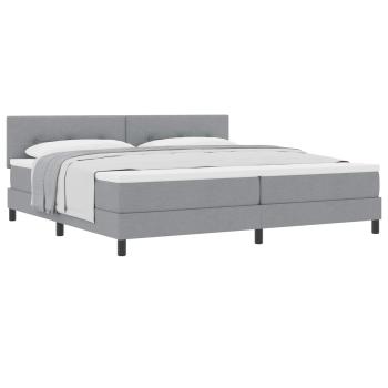 Boxspringbett mit Kopfteil Hellgrau 200 x 200 cm Stoff