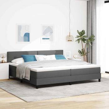 ARDEBO.de - Boxspringbett mit Kopfteil Dunkelgrau 200 x 200 cm Stoff