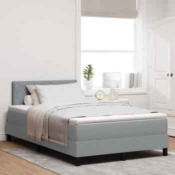 ARDEBO.de - Boxspringbett mit Kopfteil Hellgrau 120 x 190 cm Stoff