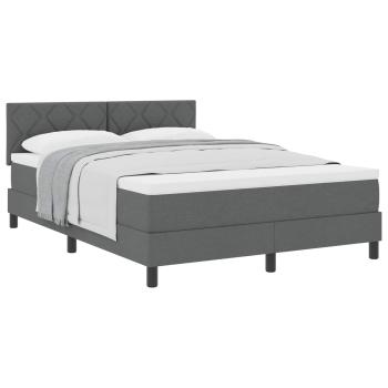 Boxspringbett mit Kopfteil Dunkelgrau 140 x 190 cm Stoff