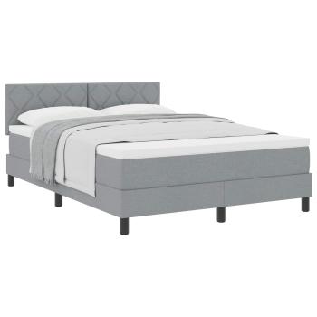Boxspringbett mit Kopfteil Hellgrau 160 x 200 cm Stoff