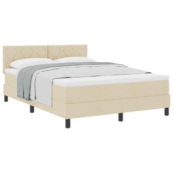 Boxspringbett mit Kissen mit Kopfteil Creme 160 x 200 cm Stoff