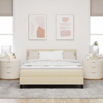 Boxspringbett mit Kissen mit Kopfteil Creme 160 x 200 cm Stoff