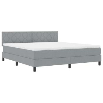 Boxspringbett mit Kopfteil Hellgrau 180 x 200 cm Stoff