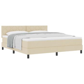 Boxspringbett mit Kissen mit Kopfteil Creme 180 x 200 cm Stoff