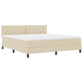 Boxspringbett mit Kissen mit Kopfteil Creme 180 x 200 cm Stoff