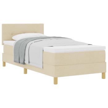 Boxspringbett mit Kissen mit Kopfteil Creme 90 x 200 cm Stoff