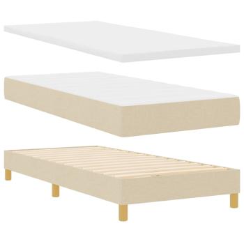 Boxspringbett mit Kissen mit Kopfteil Creme 90 x 200 cm Stoff
