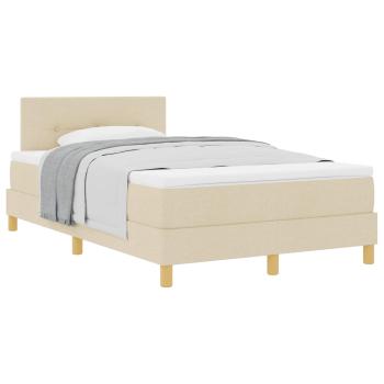 Boxspringbett mit Kissen mit Kopfteil Creme 120 x 190 cm Stoff