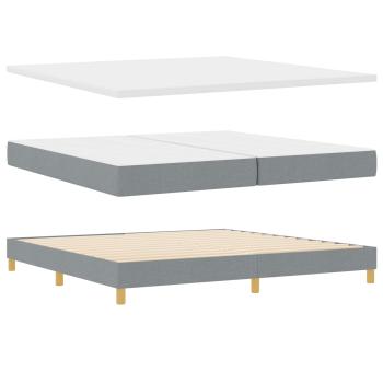 Boxspringbett mit Kissen Hellgrau 200 x 200 cm Stoff