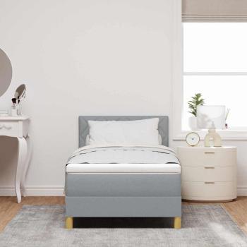Boxspringbett mit Kissen Hellgrau 100 x 200 cm Stoff