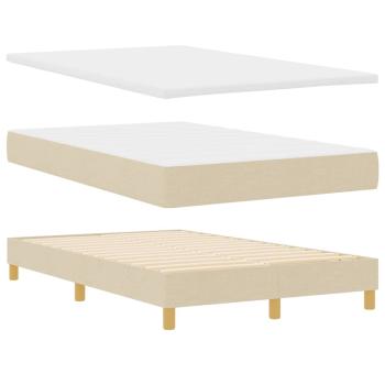 Boxspringbett mit Kissen mit Kopfteil Creme 120 x 190 cm Stoff