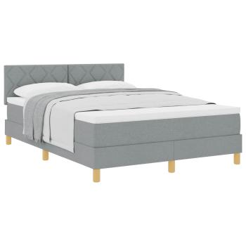 Boxspringbett mit Kissen Hellgrau 140 x 190 cm Stoff
