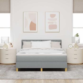 Boxspringbett mit Kissen Hellgrau 140 x 190 cm Stoff