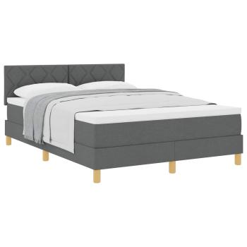 Boxspringbett mit Kissen Dunkelgrau 140 x 190 cm Stoff