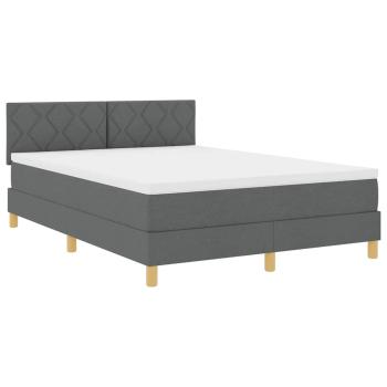 Boxspringbett mit Kissen Dunkelgrau 140 x 190 cm Stoff
