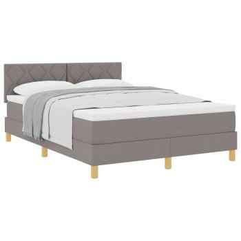 Boxspringbett mit Kissen mit Kopfteil Taupe 140 x 190 cm Stoff