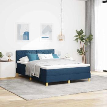 ARDEBO.de - Boxspringbett mit Kissen mit Kopfteil Blau 140 x 190 cm Stoff