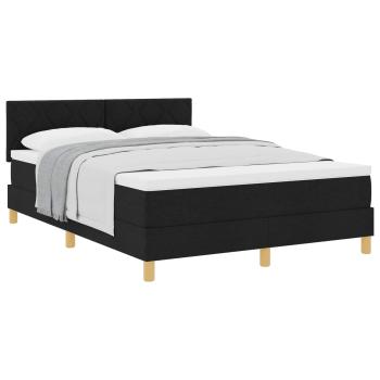 Boxspringbett mit Kissen Schwarz 140 x 200 cm Stoff