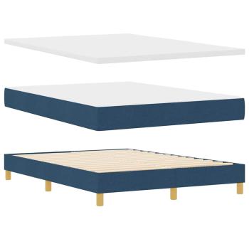 Boxspringbett mit Kissen mit Kopfteil Blau 140 x 200 cm Stoff