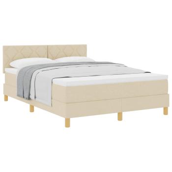 Boxspringbett mit Kissen mit Kopfteil Creme 160 x 200 cm Stoff