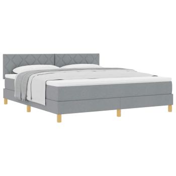 Boxspringbett mit Kissen Hellgrau 180 x 200 cm Stoff