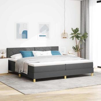 ARDEBO.de - Boxspringbett mit Kissen Dunkelgrau 200 x 200 cm Stoff