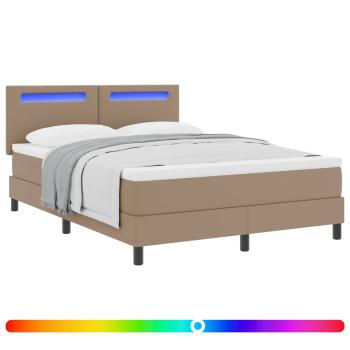 Boxspringbett mit Matratze Cappuccino 140 x 190 cm Kunstleder