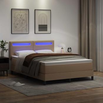 Boxspringbett mit Matratze Cappuccino 140 x 190 cm Kunstleder