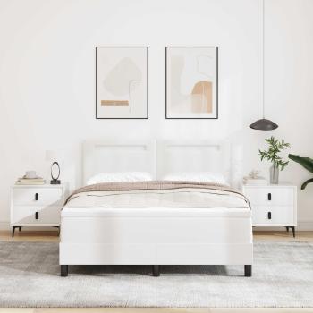 ARDEBO.de - Boxspringbett mit Matratze Weiß 140 x 200 cm Kunstleder