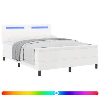 Boxspringbett mit Matratze Weiß 140 x 200 cm Kunstleder